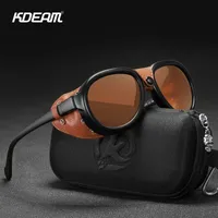Sunglasses KDEAM Luxury Steampunk Pilot Sunglasses Men and Women Soft Leather Shield Glasses UV400 Protection KD2095 230327