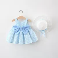 Vestidos de niña 2023 falda suspender floral casual linda princesa bebé ropa pequeña 13-24m boutismo vestido