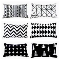 black and white rectangular funda cojin modern geometric cushion cover boho sofa chaise throw pillow case225a