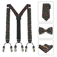 Neck Tie Set JEMYGINS fashion Men Christmas Suspenders Belt 100 Silk Necktie Jacquard Woven Bow For Pocket square clip sets 230328