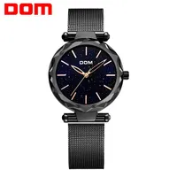 DOM Brand Luxury Women Quartz Watches Fashion Casual Female Wristwatch Waterproof Steel Elegant Black Watches Women G-1244BK-1M261f