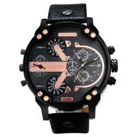 Fashion Brand 7312 Men's Big Case Mutiple Dials Date Display Leather Strap Quartz Men's Wrist Watch274U