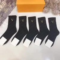 Designer Men's Women's Socks Five pairs Luxury fashion classic mesh Printed socks Alphabet Cotton man with Box L