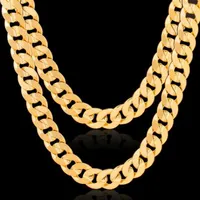 Collier chaîne cubaine italienne plaqué or jaune 14 carats pour homme 24 pouces 10 MM271p