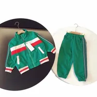 baby Clothing Sets Kids Boy Two Piece Outfits Fashion Letters Tracksuit Zipper Jacket Coat Tops Casual Pants Sportswear Toddler Set Q471#