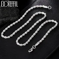 925 Sterling Silver ed Rope Chain Necklace 16 18 20 22 24 Inch 4mm For Women Man Fashion Wedding Charm Jewelry257b