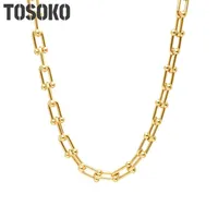 TOSOKO Stainless Steel Jewelry Horseshoe U-Shaped Necklace Women's Exaggerated BSP674 220217308G