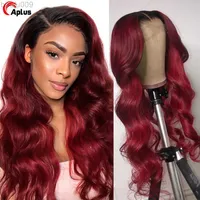 Synthetic Wigs Blond Colored Human Hair Wig HD Lace Frontal Wigs Ombre Body Wave Lace Front Wig 180% Brazilian Reddlish 1B Burgundy 99J Color W0328