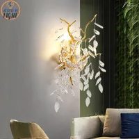 Wall Lamps Noridc Living Room Lamp Light Luxury Gold Sconce Aluminum TV Backdrop Lights European Crystal Decor LED