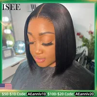 Synthetic Wigs ISEE YOUNG Bob Wigs For Women Human Hair Straight Glueless Wigs PrePlucked Ready To Go Human Hair Wigs Pre Cut Lace Air Wig Sale W0328