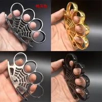 Fingers Four Knuckles Protective Gear Spider Web Martial Art Self Defense Men Knuckle Dusters Outdoor Kirsite Gold Sliver 5 8kga Q300a