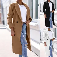 Women's Jackets Women's Faux Wool Coat Blouse Thin Trench Long Jacket Ladies Slim Belt Womens Anorak Vests Women Olive