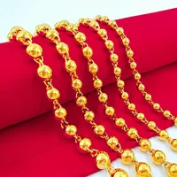 Jindian 11 Solid Pearl Ball Buddha Bead Necklace chains Vietnam Shajin Brass Gold-plated Jewelry Men's Necklaces208v