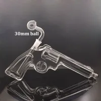 Military Enthusiasts Revolver Glass Bong Oil Burner 30cm Lenght 14mm Joint Bubbler Smoking Ash Catcher Bong Recycler Dab Rig Bong with Downstem Oil Pot 2pcs
