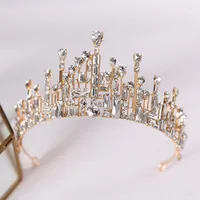 Hair Clips Rhinestone Crown Retro Bridal Headdress Luxury Semicircle Exquisite Super Wedding Accessories Gold Color