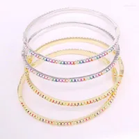 Bangle 4PCS Rainbow CZ Micro Pave Charm Colorful Zirconia Lady Girl Bracelets Gold Silver Color Cuff Bangles Elegant Jewelry Gifts