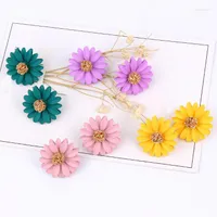 Stud Earrings Cute Sunflowers Colorful For Women Girls All-match Stylish Delicate Metal Flowers Fashion Jewelry