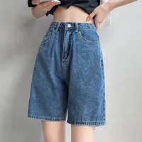 Women's Pants Women Summer Y2k Casual Vintage Jeans Midi Korean Style Fashion High Waist Wide Leg Denim Harajuku Hip-hop