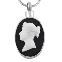 IJD9194 Stainless Steel Cremation Lady Statue of Oval Pendant Keepsake for Ashes Urn Memorial Necklace for Women Men Jewelry204h