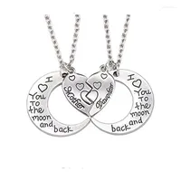 Chains Mother Daughter Necklace Set Mom I Love You To The Moon And Back Necklaces Jewelry Pendant