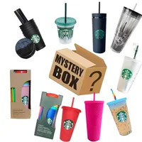 Lucky mystery box 710ML Starbucks Mugs With Cute Lid Office Simple Coffee Cup Heat-Resistant Large Capacity Water Cups259H