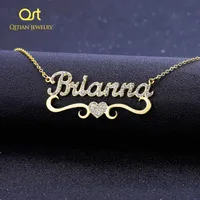 Pendant Necklaces Qitian Heart With Personalized Name Necklace For Women Custom Gold Stainless Steel BlingBling Pendant Custom ICED OUT NECKLACE 230328