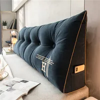 New European Removable Bedside Velet Cushion Triangular Bed Backrest Pillow For Couple Soft Waist Sofa Large296G