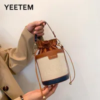 Evening Bags Women Shoulder Cylinder PU Leather Bucket Crossbody Bag Casual Drawstring Handbags Purse For Travel Shopping