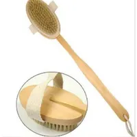 30 pcs Natural Long Wooden Bristle Body Brush Massager Bath Shower Back Spa Scrubber177O