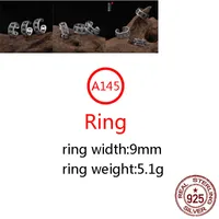 A145 S925 Sterling Silver Ring Personalized Fashion Punk Hip Hop Style Boat Anchor Star Cross Flower Couple Letter Shaped Jewelry Lover Gift