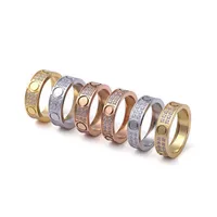 luxury designer Boutique 316L Titanium steel rings lovers Band Rings Size for Women and Men brand jewelry2980