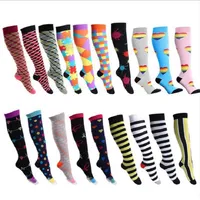 2Pairs Women's long tube pressure socks compression riding varicose color sports Multiple colors and patterns3211