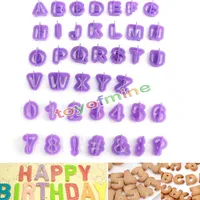 Cake Tools Whole- 40pcs purple Alphabet Number Letter Fondant Decorating Set Icing Cutter Mold or cookie Factory expert 3046