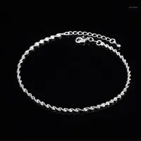 Fashion ed Weave Chain For Women Anklet 925 Sterling Silver Anklets Bracelet For Women Foot Jewelry Anklet On Foot1283H