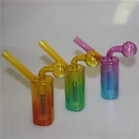 Mini 4.72 inch glass oil burner bong all in one new recycler oil rigs glass bong clear thick glass Ash catcher water pipes for smoking