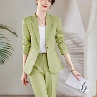 Women's Two Piece Pants 2-piece Women's Style Fashion Long-sleeved Temperament OL Professional Suit Office Wear Women Two-piece Set