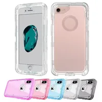 TPU PC Clear Mobile Phone Cases for iphone 6 7 8 Plus Soft TPU Hard PC Back Cover