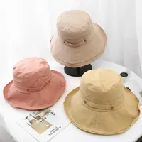 Wide Brim Hats Sunshade Hat Women Female Korean Soft Sister Foldable Big Along Fisherman Spring Summer Outdoor Bucket Sun Beanies