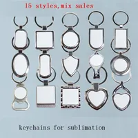 metal key ring for sublimation blank keychain for heat transfer blank consumable materials new 15 styles kuyg1 10pieces lot 201021265L