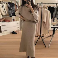 Work Dresses Moyizif Fall Skirts Sets Sleeveless Knitted Sweater Vest Long Elegant Skirt For Women Tops Two Piece Fashion Womens Outfits