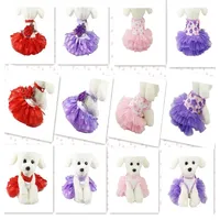 Multi Patterns Dog Apparel Colourful Pet Fashion Sweet Cute Sexy Princess Peacock Leaf Pets Dogs Cats Lace Tutu Dress Summer W276S