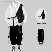 Men's Tracksuits ARENS Techwear Men's Sets Cargo Pants Men's Shirt Kit Long Sleeve Shirts Korean Streetwear Hip Hop Harajuku Spring W0328