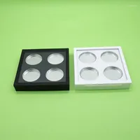 Storage Bottles 4 Grids White Black Ps Eye Shadow blush face Cream Plastic Box With Transparent Flip Cap F1009