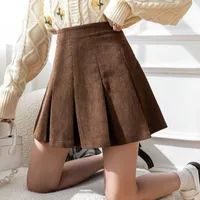 Dresses Lucyever Fashion High Waist Pleated Skirts Women 2022 Spring Summer Corduroy Mini Skirts Woman Korean Black Brown Short Skirt