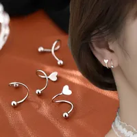 Charm 2pcs Stainless Steel Spiral Twisted Lip Ring Tongue Piercing Heart Star Ear Cartilage Helix Piercing Stud Earring Jewelry Gifts AA230327
