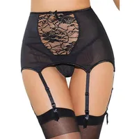 Plus Size 4XL Sexy Lingerie Pantyhose Stockings Women Lace Thigh-Highs Garter Belt Suspender Lingerie With Panties and Belt313k
