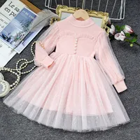 Girl's Dresses Autumn Winter Girls Wool Knitted Sweater British Style Girl Dress Girls Dresses for Party Wedding Baby Girl Clothes Christmas P230327