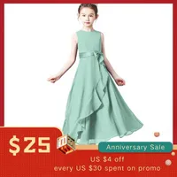 Girl's Dresses Dideyttawl Chiffon Junior Bridesmaid For Teens Ankle-Length Flower Girl Dresses For Wedding Party Kids First Communion Gowns P230327