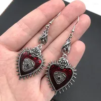 Hoop Earrings Occult Dark Goth Drop Earring Jewelry Blood Rose Heart Oil Bat Gothic For Women's Retro Hanging Long Earings Aesthetic