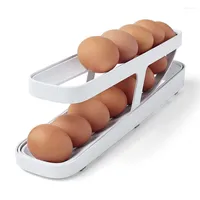 Storage Bottles Rolling Egg Dispenser Refrigerator Organizers Containers Box Automatic Sliding Spiral Holder Home Kitchen Gadgets